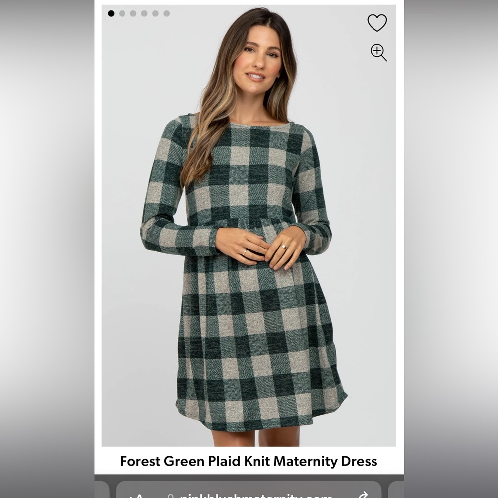 Plaid green maternity dress